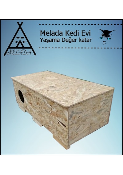 Melada Kedi Evi Dış Ortam Uygun Ahşap Kedi Evi Osb 100x50x40 Cm