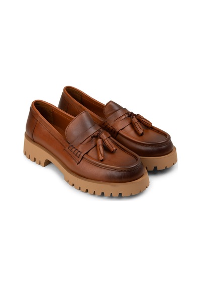 Deery Kadın Hakiki Deri Taba Rengi Marin Loafer - 02035ztbac02