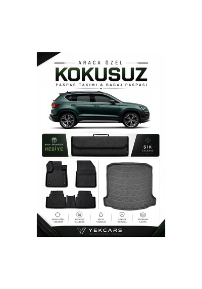 Seat Ateca 2025 Model Aracınıza Özel 4d Karbonlu Kauçuk Paspas Takımı Ve Bagaj Havuzu
