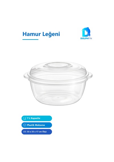 Şeffaf Hamur Leğeni 7 L 33 X 33 X 17 Cm