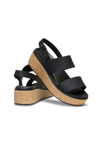 Brooklyn Cork Low Wedge Siyah Kadın Sandalet-9210 Black