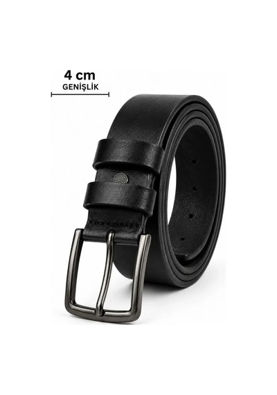Suma Erkek Hakiki Deri 4 Cm Klasik Kemer Metal Tokalı Günlük Ve Klasik Kullanım siyah