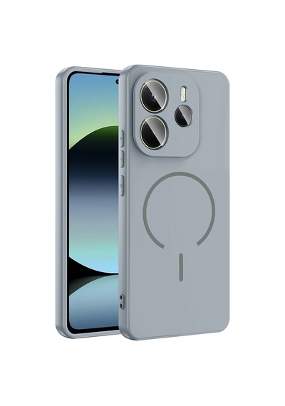 Xiaomi Redmi Note 14 4g Kılıf Magsafe Destekli Kamera Korumalı Yumuşak Silikon Pazarplus Titanyum-Gri