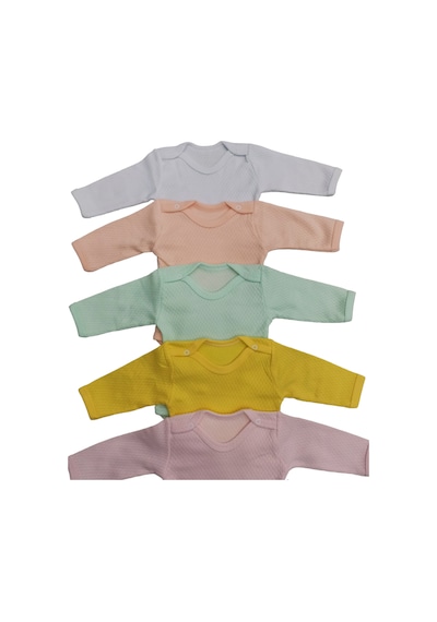 Özdemirli Bebe Uzun Kollu Çıtçıtlı Badi Bisiklet Yaka Body Zıbın (5li Paket)