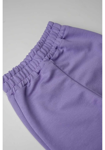 Heyadventure Kız Çocuk Cepsiz Jogger Eşofman Altı Paçası Kaşkorseli Lila