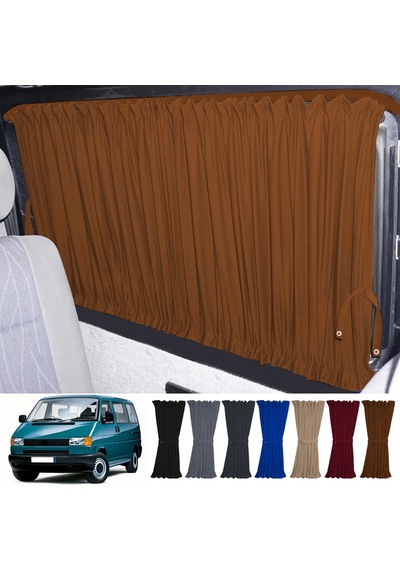Pandami Volkswagen T4 - Transporter / Caravelle Uzun Şase 1990-2003 Uyumlu Taba Raylı Oto Perde Takımı