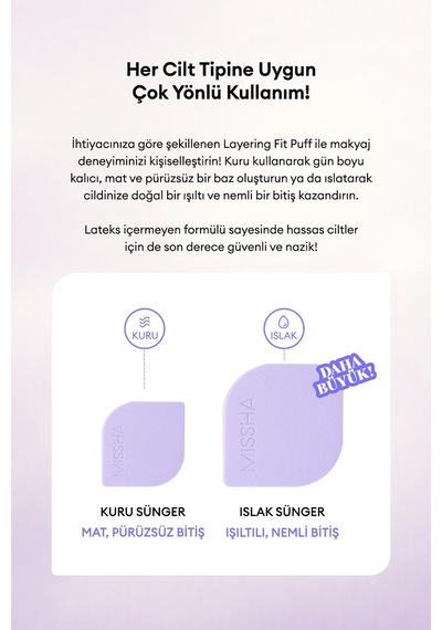 Yenilikçi Tasarımıyla Islak Ve Kuru Kullanılabilen Makyaj Süngeri Layering Fit Puff