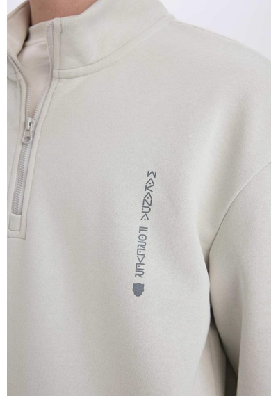 DeFacto Marvel Boxy Fit Dik Yaka Fermuarlı Sırt Baskılı Sweatshirt D6771AX25SPGR503