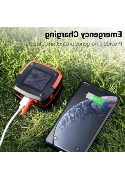 Güneş Enerjili Akordiyon Kamp Lambası Ve Powerbank Açık Ahşap
