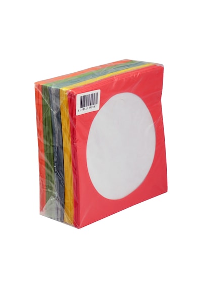Renkli 80 Gr CD - Dvd Zarfı 100 Lü Pencereli Paket (Kırmızı Sarı Yeşil)
