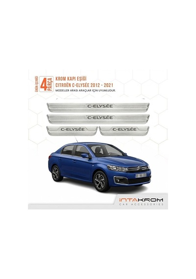 Citroen C -elyesee 2012-2021 Uyumlu Satine Krom Kapı Koruma Eşiği