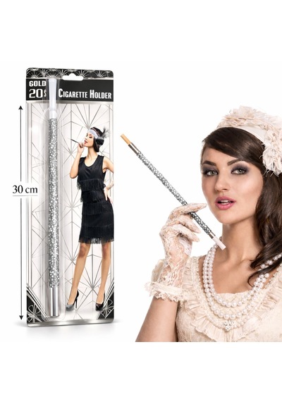 30 Cm Gümüş Payetli Sigara Tutacağı 1920 Ler Gatsby Parti Aksesuarı 5615 "