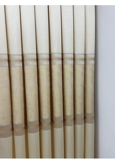 Nivemeshome Umut Fj614365 V 120 Krem 1/3 Sık Pile Fon Perde Lacivert
