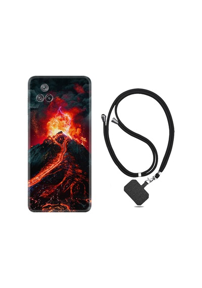 Xiaomi Poco F4 Kılıf İpli Boyun Askılı Desenli Silikon Yanardağ 1611