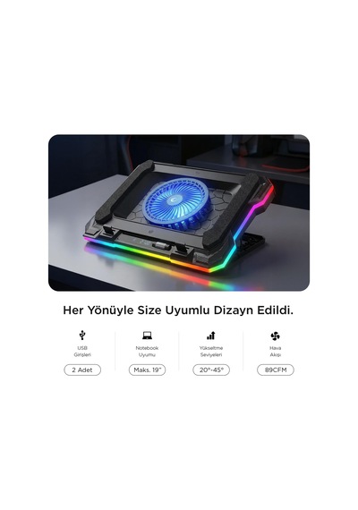 Rampage Cyclone S49 Rgb Fanlı 14"-19'' Led Ekranlı Notebook Soğut