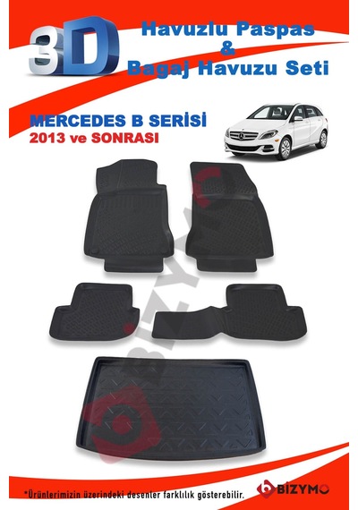 Mercedes B Serisi Hb 2013 Ve Sonrası Paspas Ve Bagaj Havuzu Seti Siyah