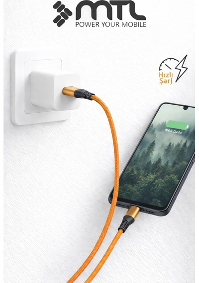 60w Pd Type-c To Type-c Metal Başlıklı Örgülü Hızlı Şarj Ve Data Kablosu 1.5 Metre Mt2123