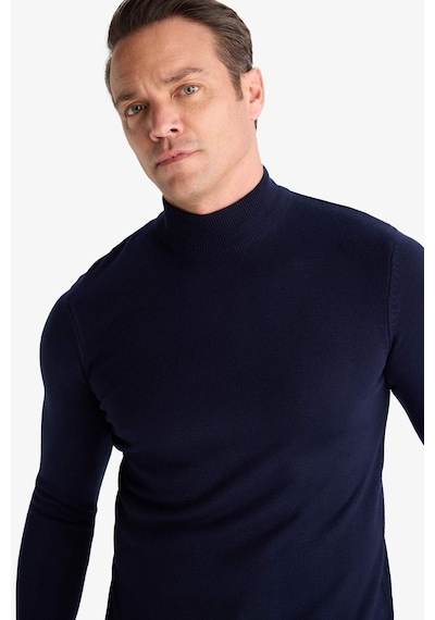 Defacto Slim Fit Dar Kesim Balıkçı Yaka Basic Düz Triko Kazak R1127AZ2WNNV207 Lacivert