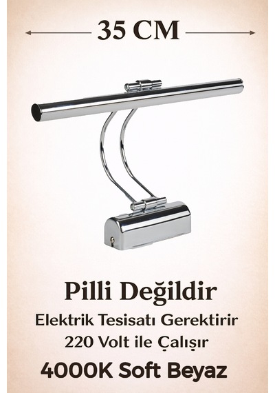 Merwish Flüt Led Aplik 35 Cm Duvar Aydınlatma 4000k Doğal Beyaz Işık Kablo Bağlantılı 220v Modern Tasarım Krom