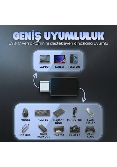 Type-c 3.1 To Usb 3.0 Çevirici - Şarj Ve Data İçin Dönüştürücü Otg Adaptör - 5gbps'e Kadar Hız - Usb Bellek, Diğer