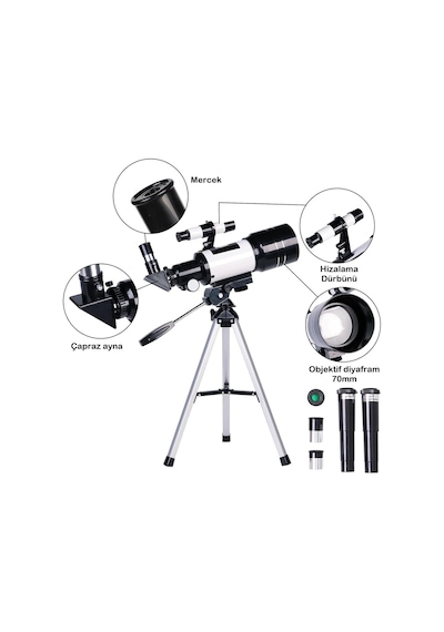 Profesyonel Astronomik Teleskop 150x Yakınlaştırma - 70mm Objektif Uzay-ay-doğa Gözlem Teleskob