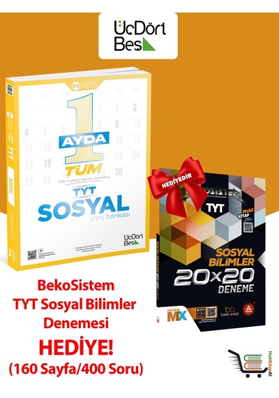 Tyt 1 Ayda Tüm Sosyal Soru Bankası Bekosistem 20x20 Sosyal Bilimler Denemesi Hediyeli