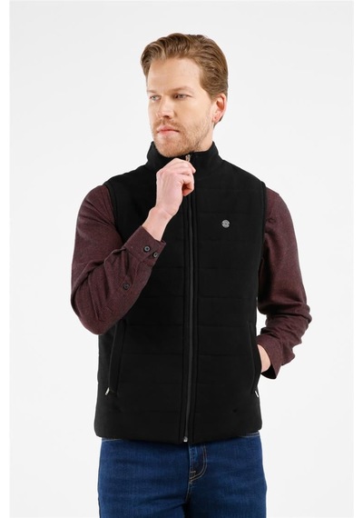 İmza Siyah Dik Yaka Fermuarlı Casual Slim Fit Kapitone Yelek 1009255103 Siyah