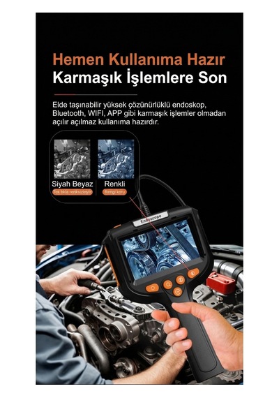 Profesyonel Endoskop Kamera Monitörlü El Tipi / 10 Metre
