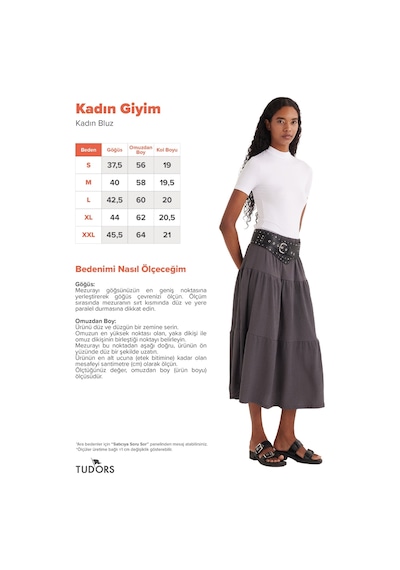 Tudors Kadın Standart Fit Kısa Kollu Yarım Balıkçı Yaka Beyaz Bluz-34631 Siyah