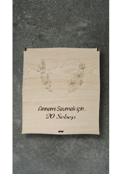 Annemi Sevmek İçin 20 Neden - Lazer Kesim Ahşap Kutulu Puzzle Hediye 46552091