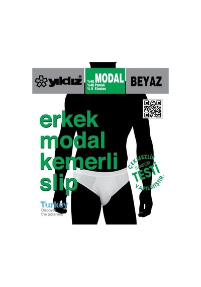 Yıldız 65 Erkek Beyaz Modal Kemerli Slip