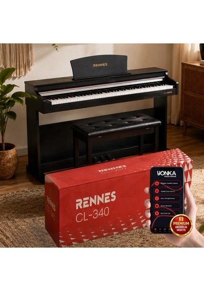 Rennes Cl-340bk Tuş Hassasiyetli 88 Tuş Dijital Piyano Profesyonel Siyah