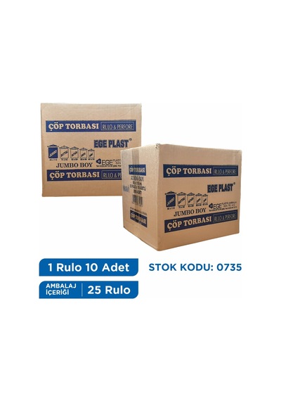 Egeplast Çöp Torbası Jumbo Boy 80X110 Koli 25 Rulo
