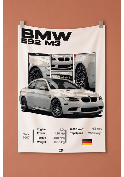 Bmw E92 M3 Dekoratif Duvar Örtüsü Duvar Halısı Reaste