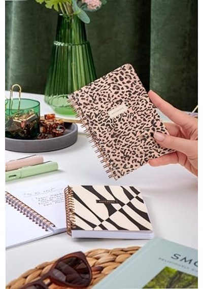Cep Boy 10x14 Cm Spiralli Çizgili Karton Kapak 3'lü Defter Seti Leopar Çok Renkli