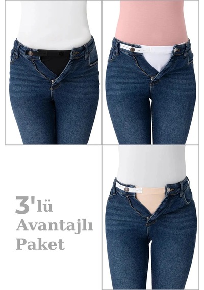 Carlburn Hamile Pantolon Bel Genişletici - Kadın Pantolon Genişletici, 3'lü Paket Giyim Desteği Anne Giysisi 3 Renk
