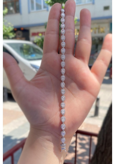 Gümüş Beyaz Damla Taşlı Bayan Bileklik Pr2523sd Diğer
