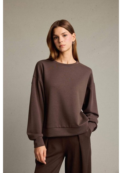 Defacto Bisiklet Yaka Modal Sweatshirt G2913ax25aubn336 Kahve