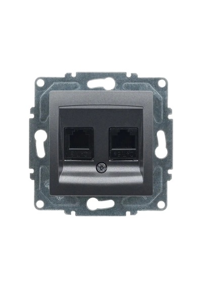 Visage Data + Nümeris Telefon Prizi Rj45 Cat5e + Cat3 , Füme Mekanizma + Tuşkapak