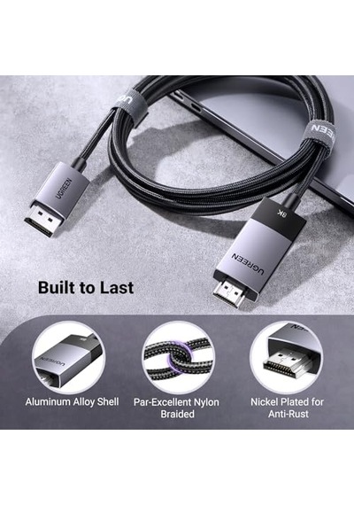 8k 60hz Displayport 1.4 To Hdmı 2.1 Örgülü Kablo, 2m, 80397