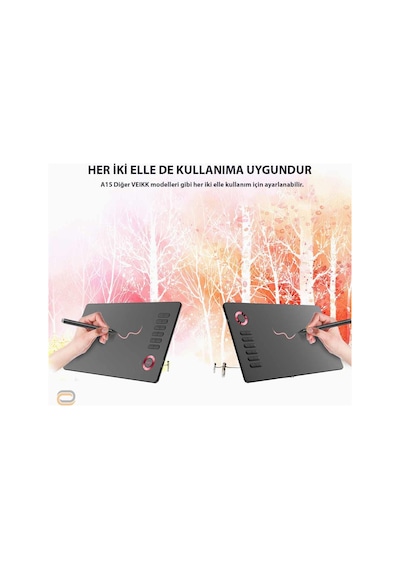 Veikk A15 8192 Levels Zoom Uyumlu 5080LPI Grafik Tablet + Kalem
