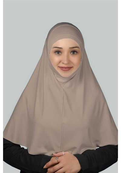 Altobeh Hazır Türban Peçeli Pratik Eşarp Tesettür Nikaplı Hijab - Namaz Örtüsü Sufle (XL) - Açık Vizon