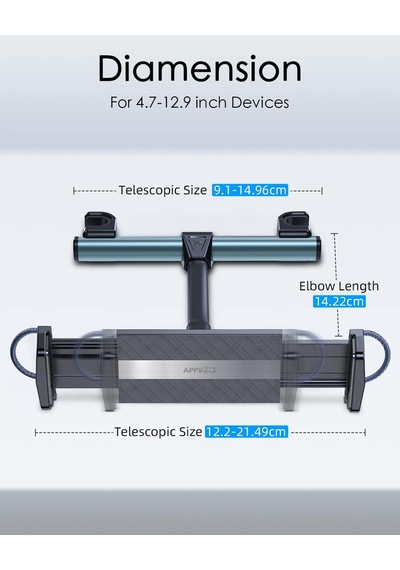 Araç Kafalık Tablet Montaj Tutacağı, Çocuk Yangın Tableti Tutacağı Arka Koltuk, Gooseneck Tasarım Araba İçin İpad Tutacağı, İpad Pro/air Mini/telefon/fire Hd 7 8 10/anahtar 4.7-12.9 Cihaz İle Uyumlu