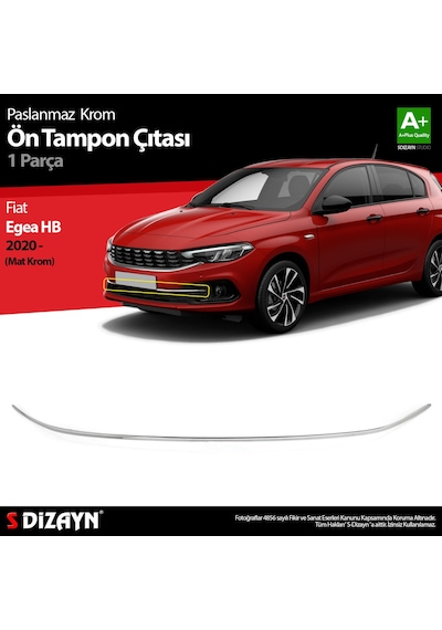 S-Dizayn Fiat Egea Hb Krom Ön Tampon Çıtası 2020 Üzeri Mat Krom