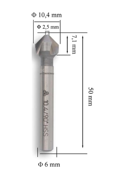 Mte 10,4 Mm 90 Havşa Freze Hss Dın 335/c
