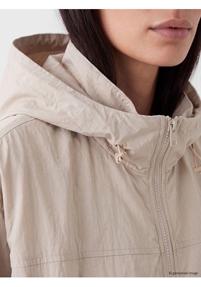 Lcw Everyday Bej Kapüşonlu Oversize Kadın Yağmurluk