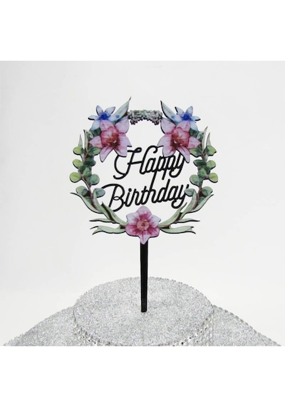 Bride To Be Çiçek Resimli Pleksi Ayna Pasta Süsü 16 Cm