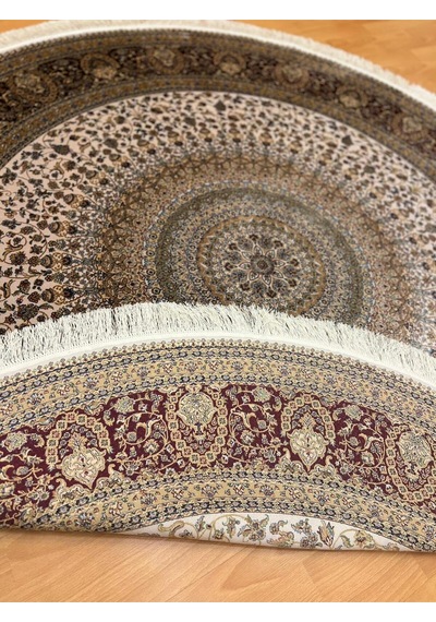 Tebriz Desenli 200 X 200 Yuvarlak İpek Halı Çok Renkli