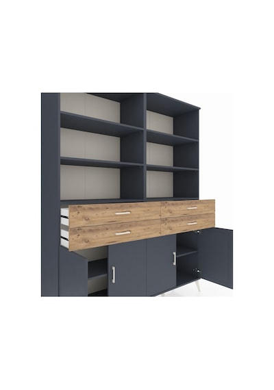 Hyperion Gardrop 8 Raflı 4 Çekmeceli 4 Kapaklı 176x44x221 Antrasit-antrasit/çam Antrasit/çam Hyperion Gardrop 8 Raflı 4 Çekmeceli 4 Kapaklı 176x44x221 Antrasit-antrasit/çam Antrasit/çam