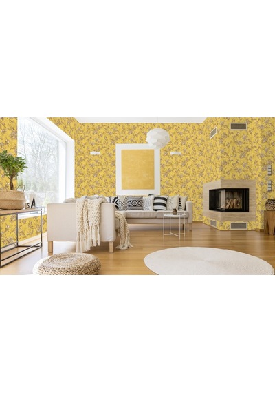 Tropicano Çiçek Desenli Trend Duvar Kağıdı 9914-4, Sarı Ce, Iso 9001, Iso 10002